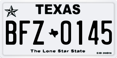 TX license plate BFZ0145