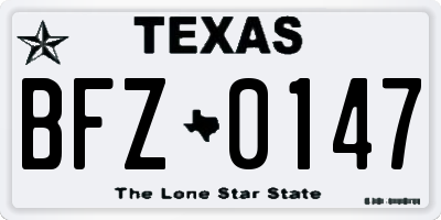 TX license plate BFZ0147