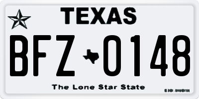 TX license plate BFZ0148