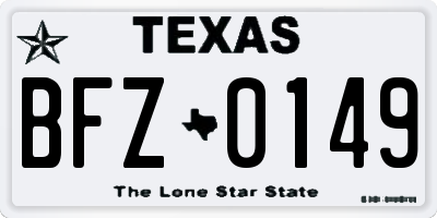 TX license plate BFZ0149