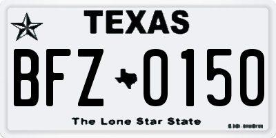 TX license plate BFZ0150