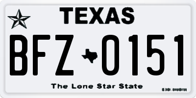 TX license plate BFZ0151