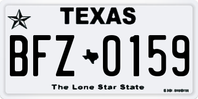 TX license plate BFZ0159