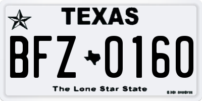 TX license plate BFZ0160