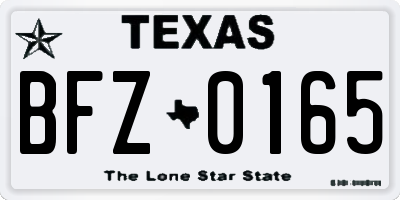 TX license plate BFZ0165