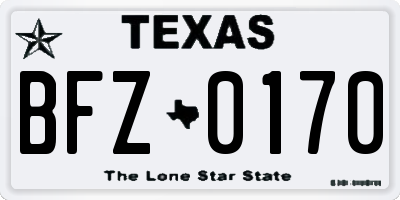 TX license plate BFZ0170