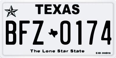 TX license plate BFZ0174