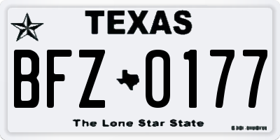 TX license plate BFZ0177