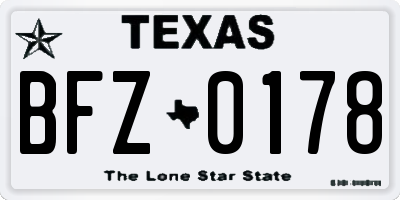 TX license plate BFZ0178