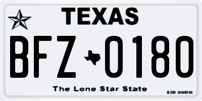 TX license plate BFZ0180