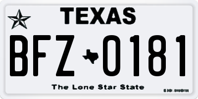 TX license plate BFZ0181