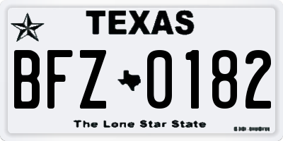 TX license plate BFZ0182