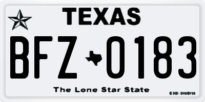 TX license plate BFZ0183