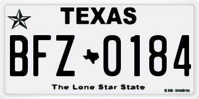 TX license plate BFZ0184