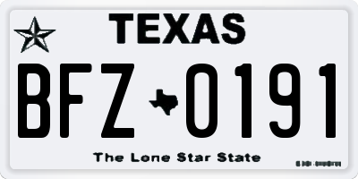 TX license plate BFZ0191