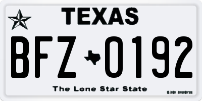 TX license plate BFZ0192