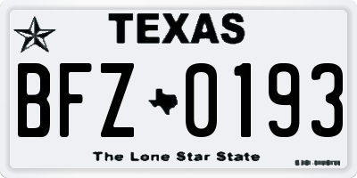 TX license plate BFZ0193