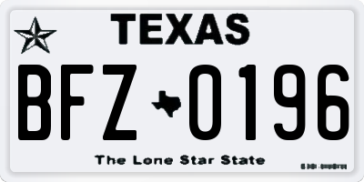 TX license plate BFZ0196