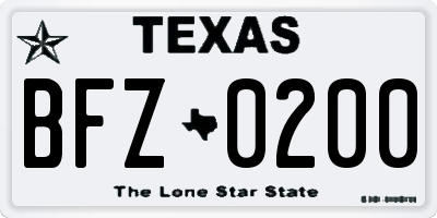 TX license plate BFZ0200