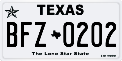 TX license plate BFZ0202