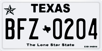TX license plate BFZ0204