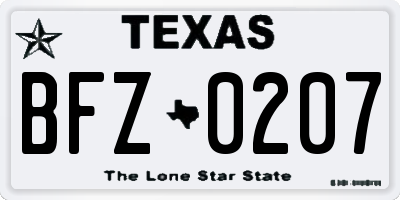 TX license plate BFZ0207