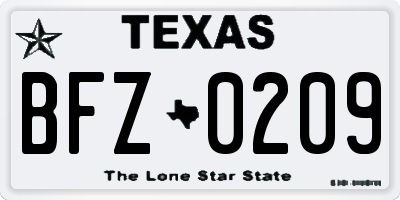 TX license plate BFZ0209
