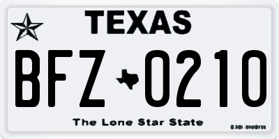 TX license plate BFZ0210
