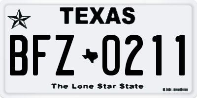 TX license plate BFZ0211