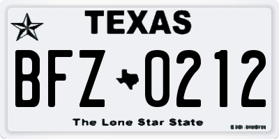 TX license plate BFZ0212