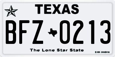 TX license plate BFZ0213