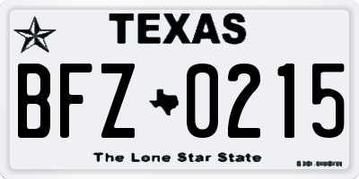 TX license plate BFZ0215