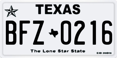 TX license plate BFZ0216