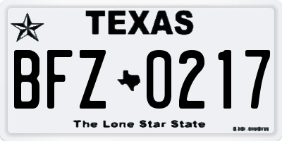 TX license plate BFZ0217