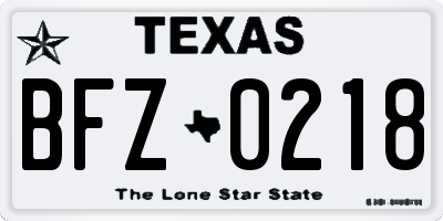 TX license plate BFZ0218