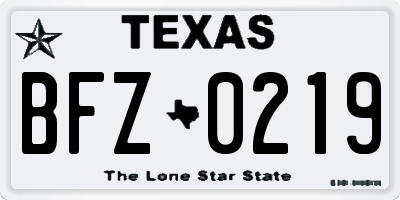 TX license plate BFZ0219