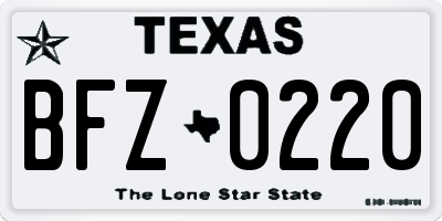 TX license plate BFZ0220