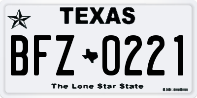 TX license plate BFZ0221