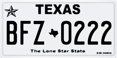TX license plate BFZ0222