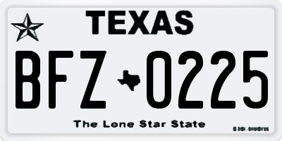 TX license plate BFZ0225
