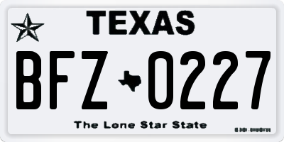 TX license plate BFZ0227