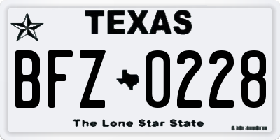 TX license plate BFZ0228