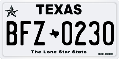 TX license plate BFZ0230