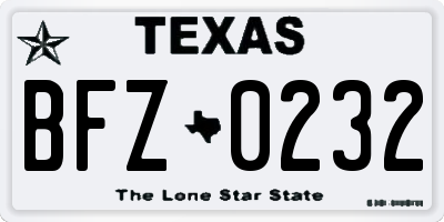TX license plate BFZ0232