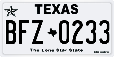 TX license plate BFZ0233
