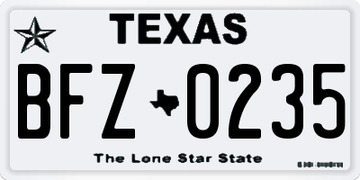 TX license plate BFZ0235