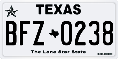 TX license plate BFZ0238