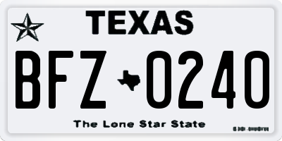 TX license plate BFZ0240