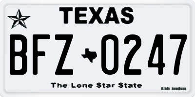 TX license plate BFZ0247