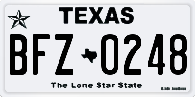 TX license plate BFZ0248